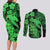 Aloha Hawaii Couples Matching Long Sleeve Bodycon Dress and Long Sleeve Button Shirts Hammerhead Shark Tattoo Polynesian Summer - Green LT9 - Polynesian Pride