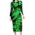 Aloha Hawaii Long Sleeve Bodycon Dress Hammerhead Shark Tattoo Polynesian Summer - Green LT9 Long Dress Green - Polynesian Pride