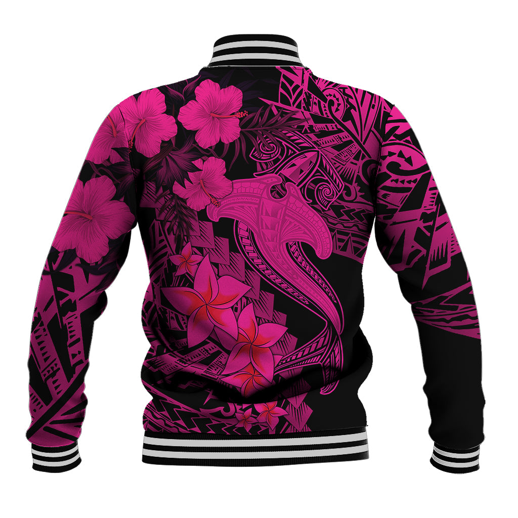 Aloha Hawaii Baseball Jacket Hammerhead Shark Tattoo Polynesian Summer - Pink LT9 - Polynesian Pride