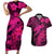 Aloha Hawaii Couples Matching Short Sleeve Bodycon Dress and Hawaiian Shirt Hammerhead Shark Tattoo Polynesian Summer - Pink LT9 Pink - Polynesian Pride