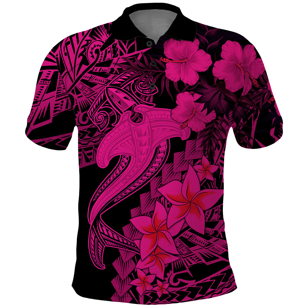 Aloha Hawaii Polo Shirt Hammerhead Shark Tattoo Polynesian Summer - Pink LT9 Pink - Polynesian Pride