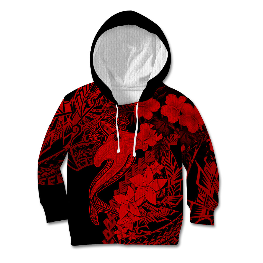 Aloha Hawaii Kid Hoodie Hammerhead Shark Tattoo Polynesian Summer - Red LT9 Red - Polynesian Pride