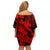 Aloha Hawaii Off Shoulder Short Dress Hammerhead Shark Tattoo Polynesian Summer - Red LT9 - Polynesian Pride