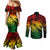 Aloha Hawaii Couples Matching Mermaid Dress and Long Sleeve Button Shirts Hammerhead Shark Tattoo Polynesian Summer - Reggae LT9 - Polynesian Pride