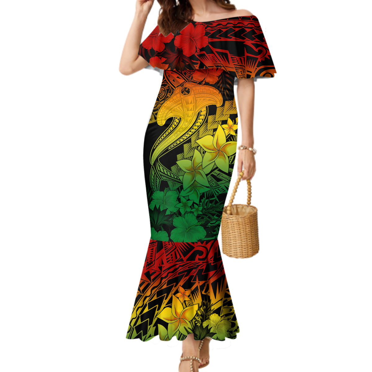 Aloha Hawaii Mermaid Dress Hammerhead Shark Tattoo Polynesian Summer - Reggae LT9 Women Reggae - Polynesian Pride