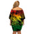 Aloha Hawaii Off Shoulder Short Dress Hammerhead Shark Tattoo Polynesian Summer - Reggae LT9 - Polynesian Pride