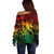 Aloha Hawaii Off Shoulder Sweater Hammerhead Shark Tattoo Polynesian Summer - Reggae LT9 - Polynesian Pride