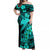 Aloha Hawaii Off Shoulder Maxi Dress Hammerhead Shark Tattoo Polynesian Summer - Turquoise LT9 Women Turquoise - Polynesian Pride