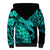 Aloha Hawaii Sherpa Hoodie Hammerhead Shark Tattoo Polynesian Summer - Turquoise LT9 - Polynesian Pride