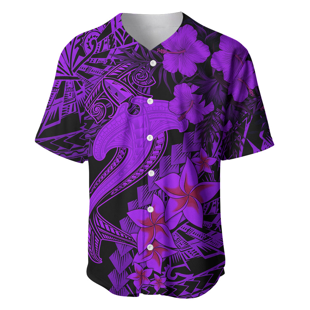 Aloha Hawaii Baseball Jersey Hammerhead Shark Tattoo Polynesian Summer - Violet LT9 Violet - Polynesian Pride