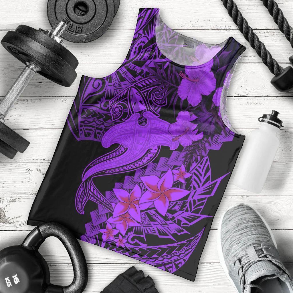 Aloha Hawaii Men Tank Top Hammerhead Shark Tattoo Polynesian Summer - Violet LT9 Violet - Polynesian Pride