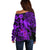 Aloha Hawaii Off Shoulder Sweater Hammerhead Shark Tattoo Polynesian Summer - Violet LT9 - Polynesian Pride