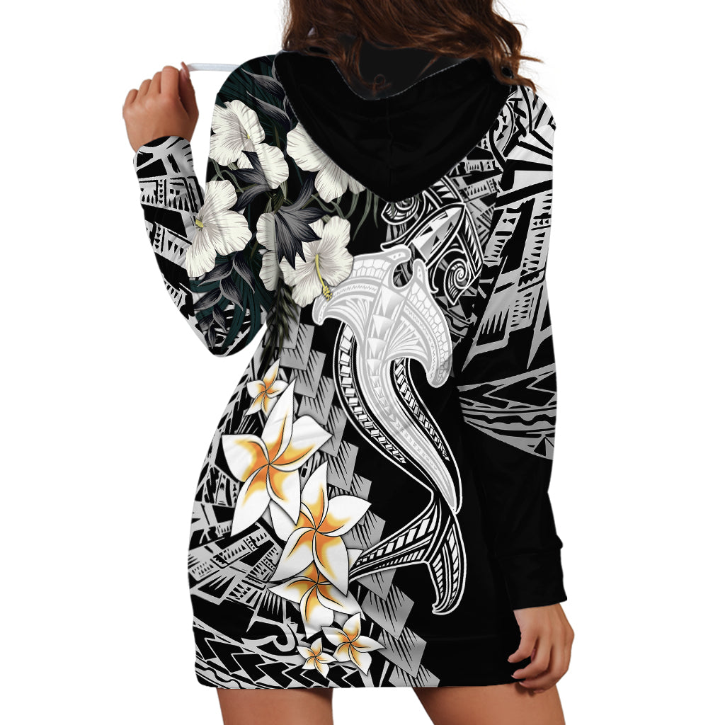 Aloha Hawaii Hoodie Dress Hammerhead Shark Tattoo Polynesian Summer - White LT9 - Polynesian Pride