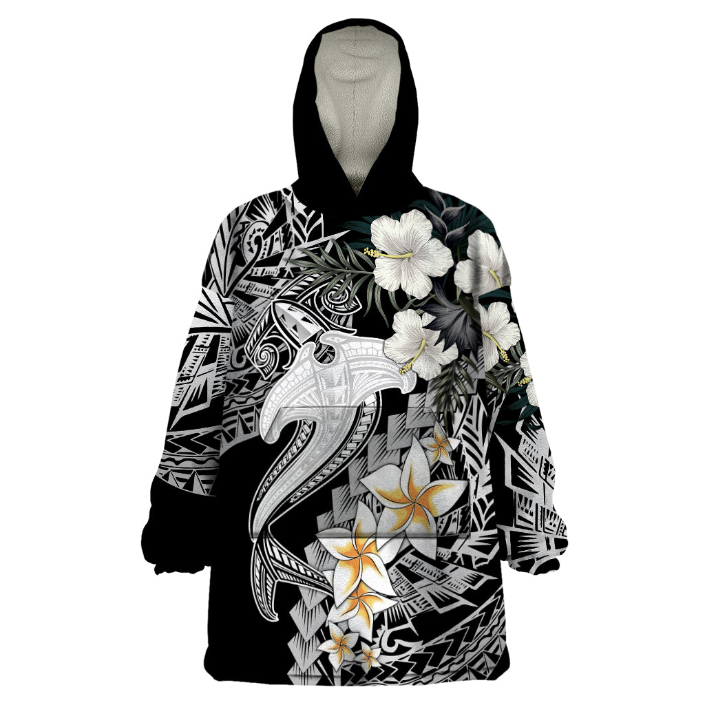 Aloha Hawaii Wearable Blanket Hoodie Hammerhead Shark Tattoo Polynesian Summer - White LT9 One Size White - Polynesian Pride