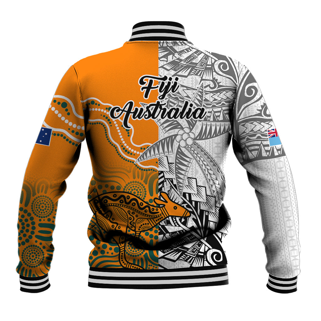 Fiji Australia Rugby Baseball Jacket World Cup 2023 Polynesia Tapa Mixed Indigenous Aboriginal LT9 - Polynesian Pride