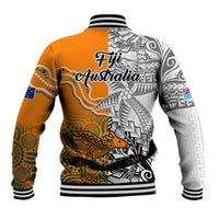 Fiji Australia Rugby Baseball Jacket World Cup 2023 Polynesia Tapa Mixed Indigenous Aboriginal LT9 - Polynesian Pride