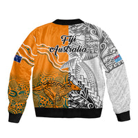 Fiji Australia Rugby Bomber Jacket World Cup 2023 Polynesia Tapa Mixed Indigenous Aboriginal LT9 - Polynesian Pride