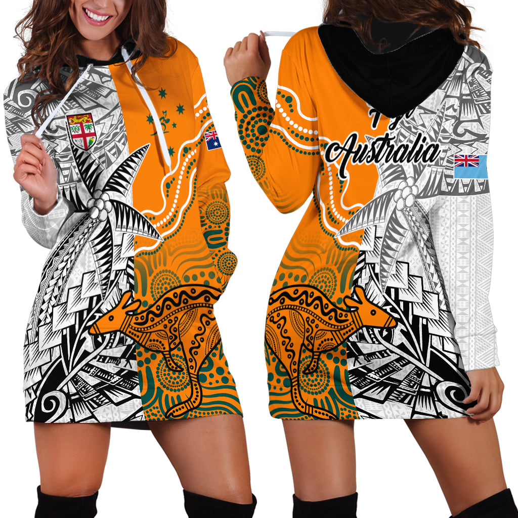 Fiji Australia Rugby Hoodie Dress World Cup 2023 Polynesia Tapa Mixed Indigenous Aboriginal LT9 - Polynesian Pride
