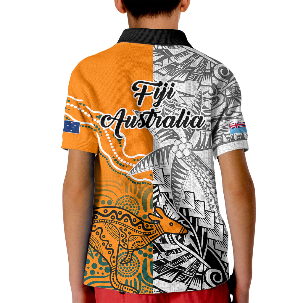 Fiji Australia Rugby Kid Polo Shirt World Cup 2023 Polynesia Tapa Mixed Indigenous Aboriginal LT9 - Polynesian Pride