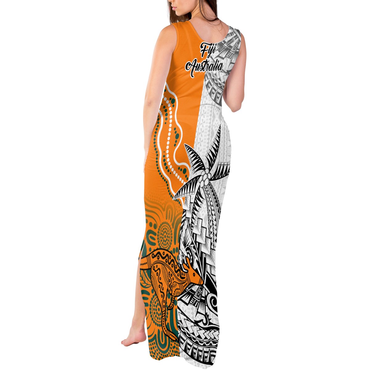 Fiji Australia Rugby Tank Maxi Dress World Cup 2023 Polynesia Tapa Mixed Indigenous Aboriginal LT9 - Polynesian Pride