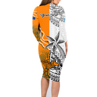 personalised-fiji-australia-rugby-family-matching-long-sleeve-bodycon-dress-and-hawaiian-shirt-world-cup-2023-polynesia-tapa-mixed-indigenous-aboriginal