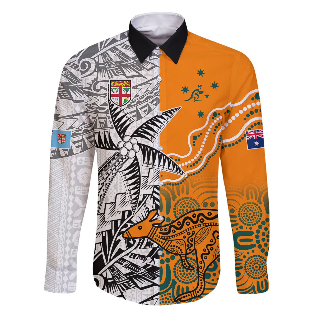 personalised-fiji-australia-rugby-family-matching-summer-maxi-dress-and-hawaiian-shirt-world-cup-2023-polynesia-tapa-mixed-indigenous-aboriginal