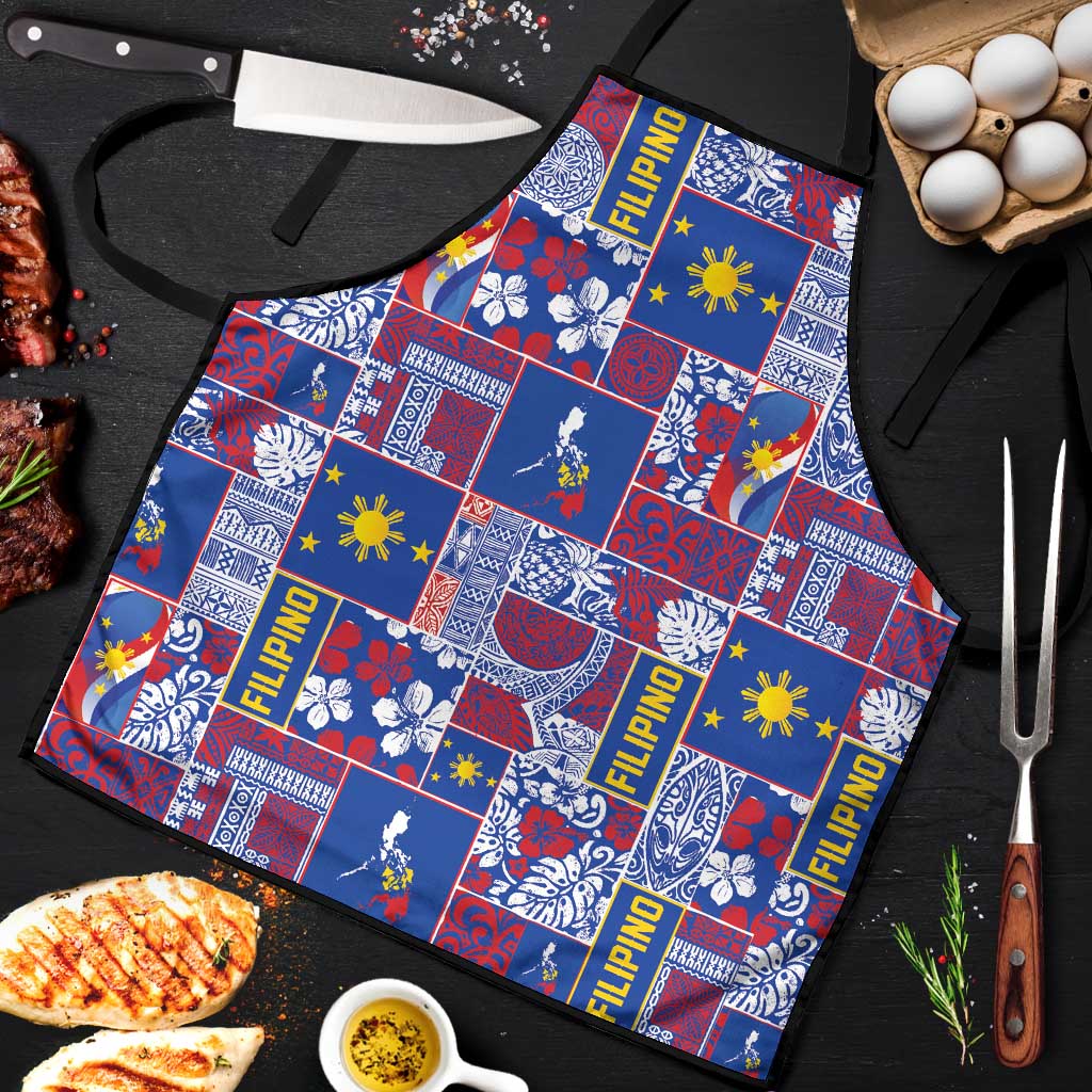 Filipino Maligayang Pasko Apron Pacific Patchwork Xmas Vibes LT9 Blue - Polynesian Pride