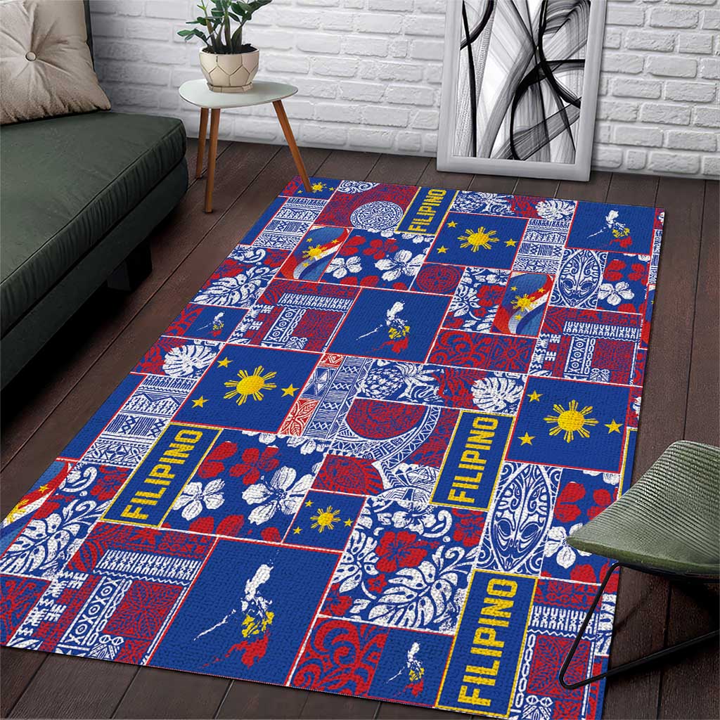 Filipino Maligayang Pasko Area Rug Pacific Patchwork Xmas Vibes - Polynesian Pride