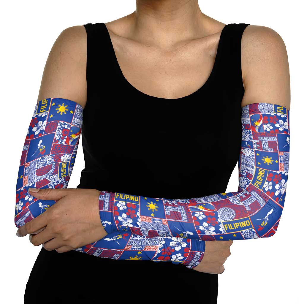 Filipino Maligayang Pasko Arm Sleeves Pacific Patchwork Xmas Vibes LT9 - Polynesian Pride