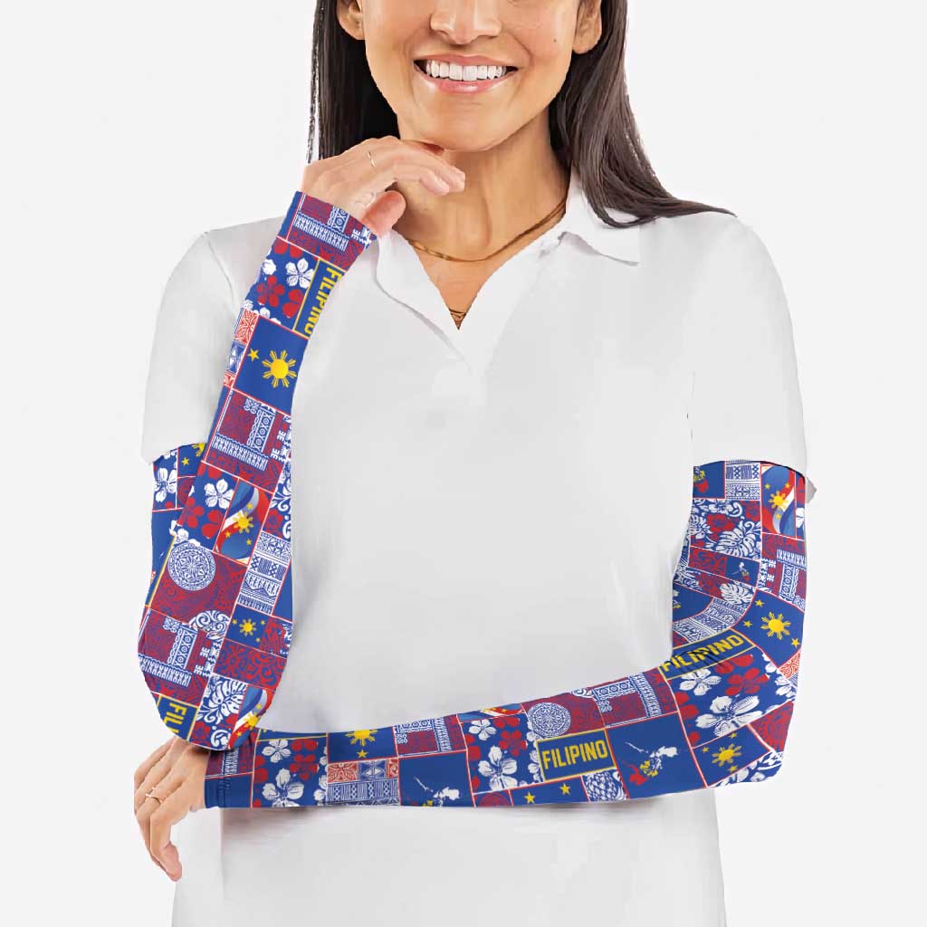 Filipino Maligayang Pasko Arm Sleeves Pacific Patchwork Xmas Vibes LT9 - Polynesian Pride