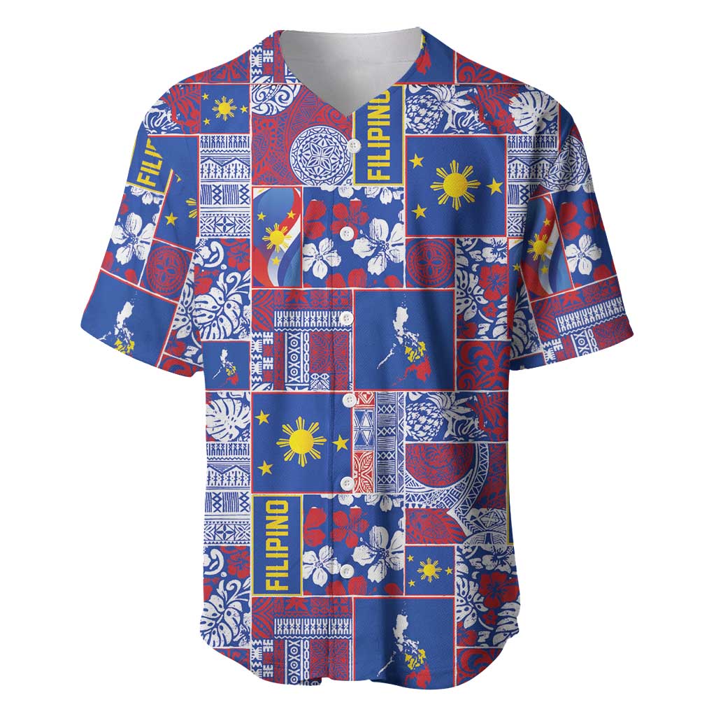 Filipino Maligayang Pasko Baseball Jersey Pacific Patchwork Xmas Vibes - Polynesian Pride