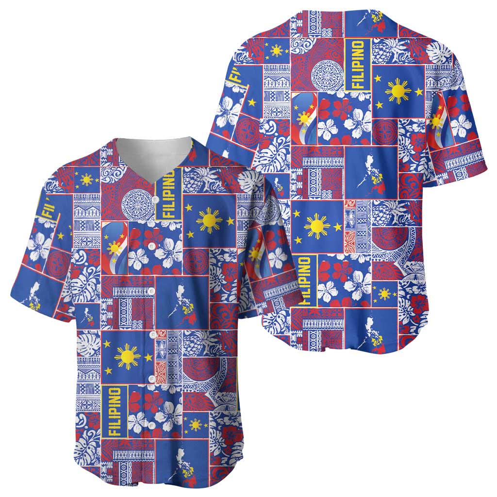 Filipino Maligayang Pasko Baseball Jersey Pacific Patchwork Xmas Vibes - Polynesian Pride