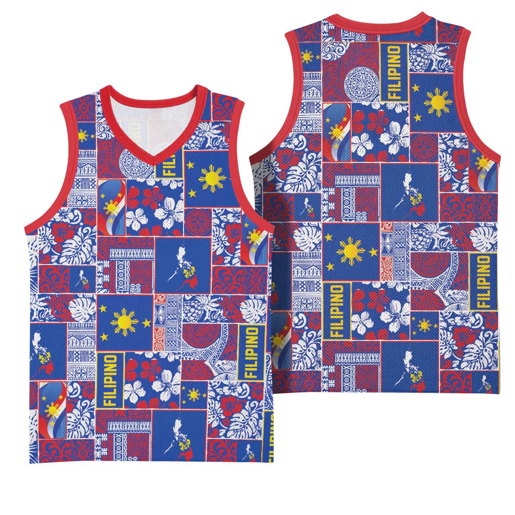 Filipino Maligayang Pasko Basketball Jersey Pacific Patchwork Xmas Vibes LT9 - Polynesian Pride