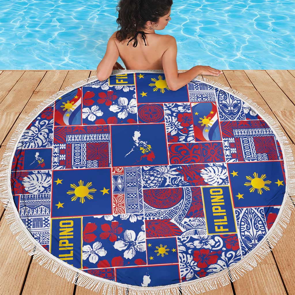 Filipino Maligayang Pasko Beach Blanket Pacific Patchwork Xmas Vibes - Polynesian Pride