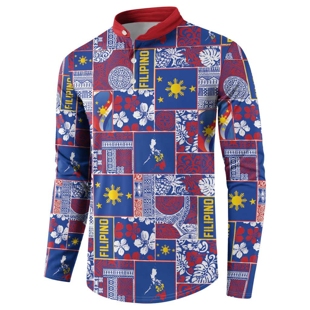 Filipino Maligayang Pasko Button Sweatshirt Pacific Patchwork Xmas Vibes LT9 - Polynesian Pride