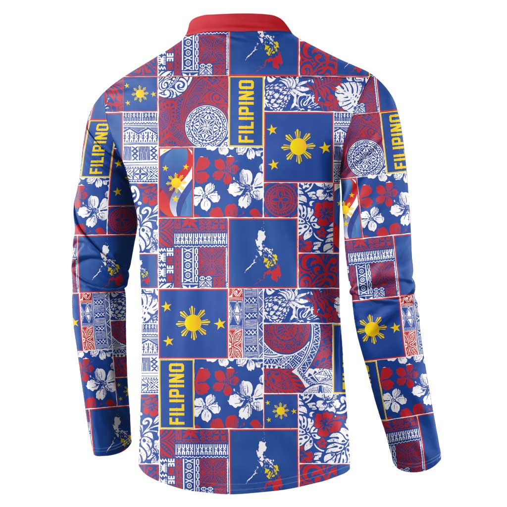 Filipino Maligayang Pasko Button Sweatshirt Pacific Patchwork Xmas Vibes LT9 - Polynesian Pride