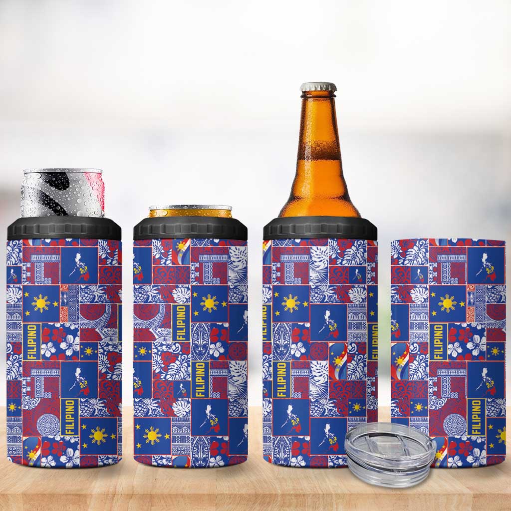 Filipino Maligayang Pasko 4 in 1 Can Cooler Tumbler Pacific Patchwork Xmas Vibes LT9 - Polynesian Pride