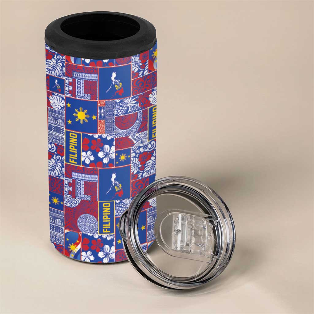Filipino Maligayang Pasko 4 in 1 Can Cooler Tumbler Pacific Patchwork Xmas Vibes LT9 - Polynesian Pride