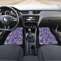 Filipino Maligayang Pasko Car Mats Pacific Patchwork Xmas Vibes LT9 Set 2pcs - Front Blue - Polynesian Pride
