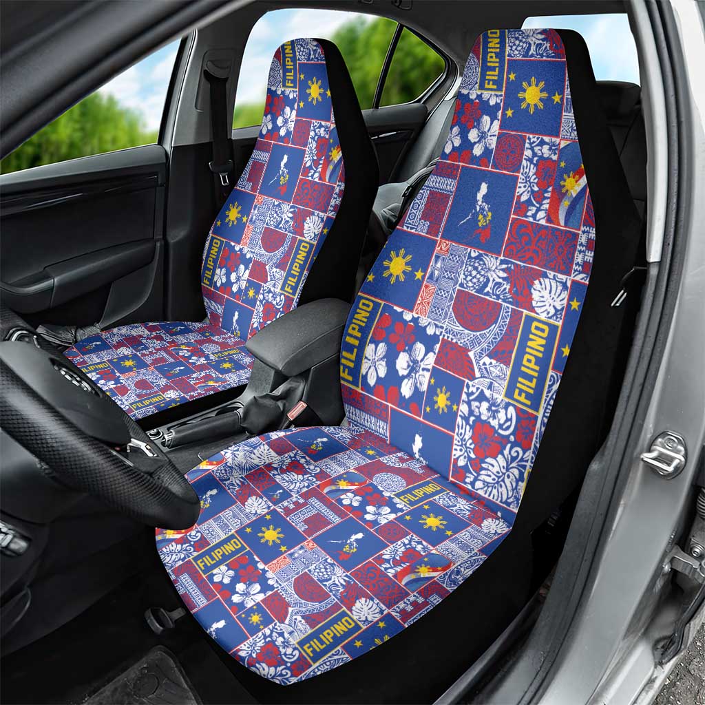 Filipino Maligayang Pasko Car Seat Cover Pacific Patchwork Xmas Vibes - Polynesian Pride