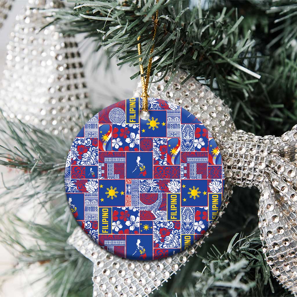Filipino Maligayang Pasko Ceramic Ornament Pacific Patchwork Xmas Vibes - Polynesian Pride