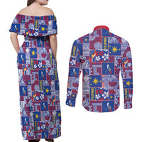 Filipino Maligayang Pasko Couples Matching Off Shoulder Maxi Dress and Long Sleeve Button Shirt Pacific Patchwork Xmas Vibes LT9 - Polynesian Pride