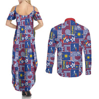 Filipino Maligayang Pasko Couples Matching Summer Maxi Dress and Long Sleeve Button Shirt Pacific Patchwork Xmas Vibes LT9 - Polynesian Pride