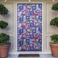 Filipino Maligayang Pasko Door Cover Pacific Patchwork Xmas Vibes LT9 Blue - Polynesian Pride