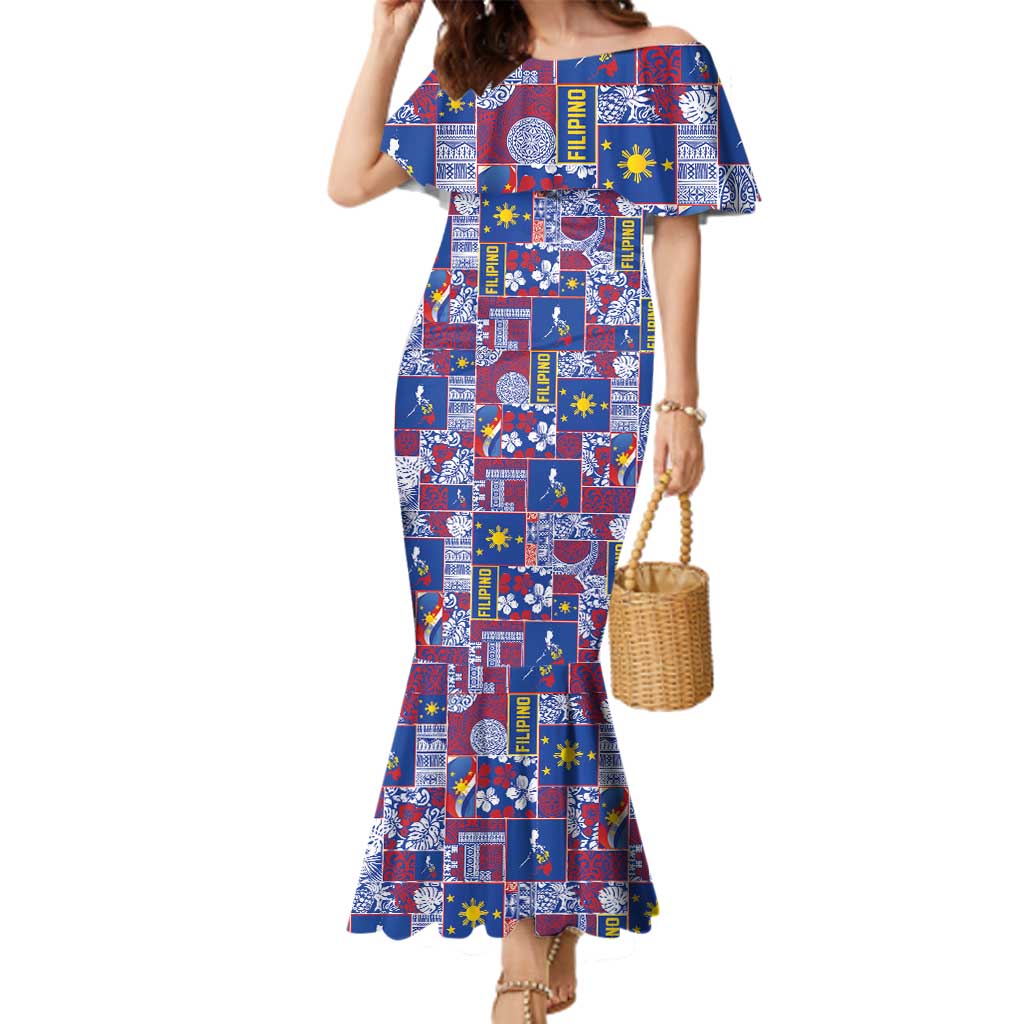 Filipino Maligayang Pasko Family Matching Mermaid Dress and Hawaiian Shirt Pacific Patchwork Xmas Vibes - Polynesian Pride