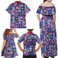 Filipino Maligayang Pasko Family Matching Off Shoulder Maxi Dress and Hawaiian Shirt Pacific Patchwork Xmas Vibes - Polynesian Pride