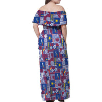 Filipino Maligayang Pasko Family Matching Off Shoulder Maxi Dress and Hawaiian Shirt Pacific Patchwork Xmas Vibes - Polynesian Pride