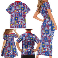 Filipino Maligayang Pasko Family Matching Short Sleeve Bodycon Dress and Hawaiian Shirt Pacific Patchwork Xmas Vibes - Polynesian Pride