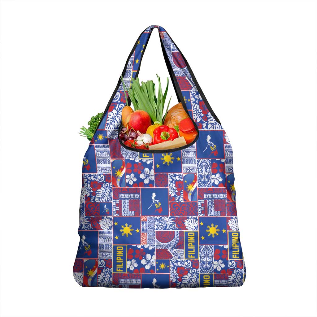 Filipino Maligayang Pasko Grocery Bag Pacific Patchwork Xmas Vibes - Polynesian Pride