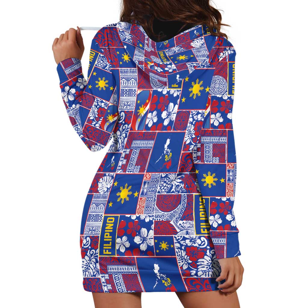 Filipino Maligayang Pasko Hoodie Dress Pacific Patchwork Xmas Vibes - Polynesian Pride